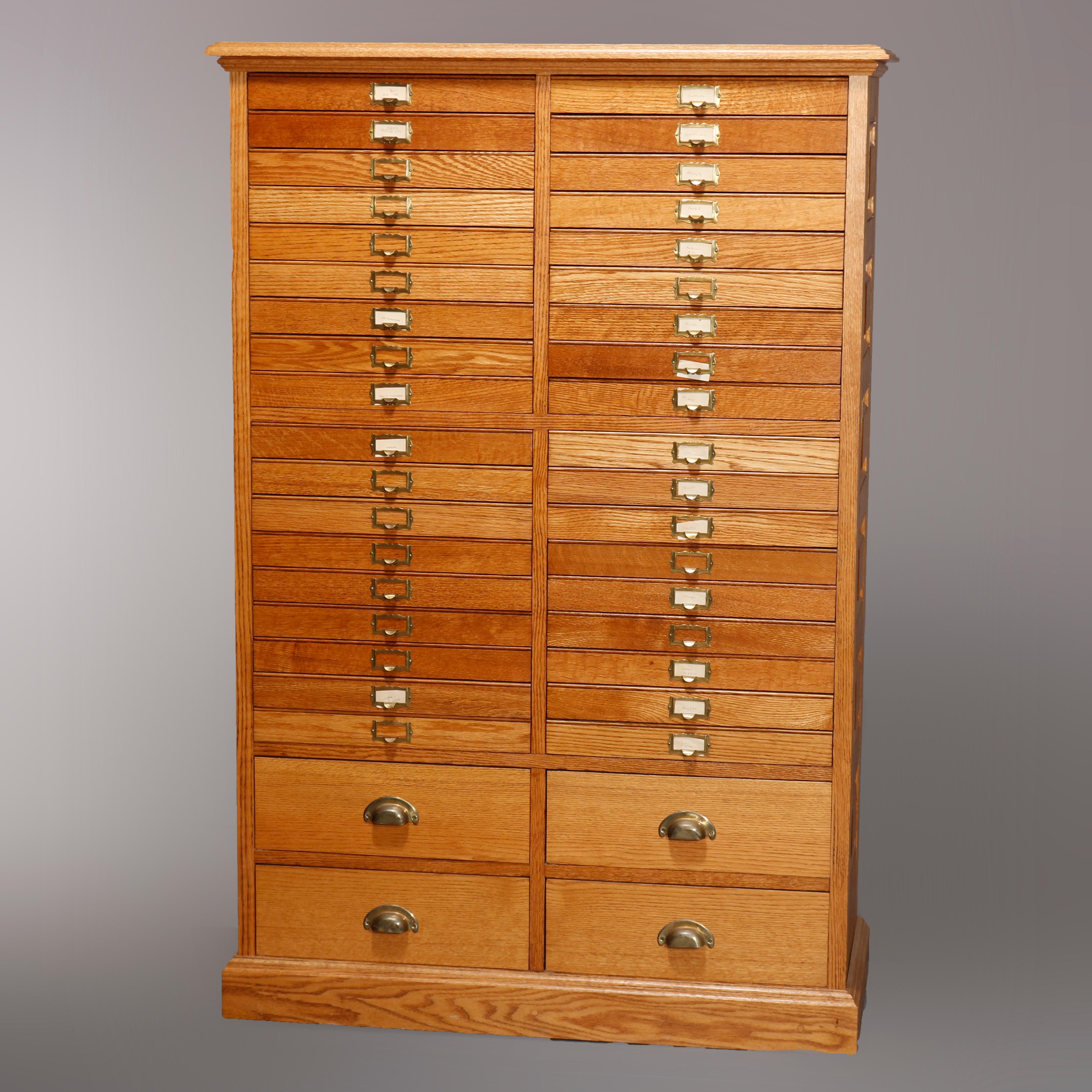 Antique Raised Panel Oak 40-Drawer File Cabinet, 20th Century 1