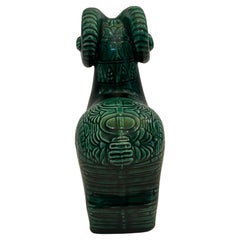 Antique Ram Sculpture, Handcrafted Decorative Object, Vintage Art