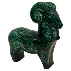 Antique Ram Sculpture, Handcrafted Decorative Object, Vintage Art