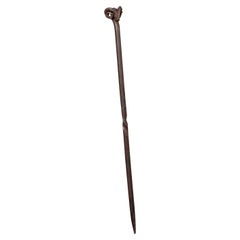 Antique Ram's Head Fire Poker, English Wrought Iron, Aries, Fireplace, Edwardian