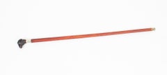 Antique Ram's Head Walking Cane Stick Sterling Silver Collar, 19th Century