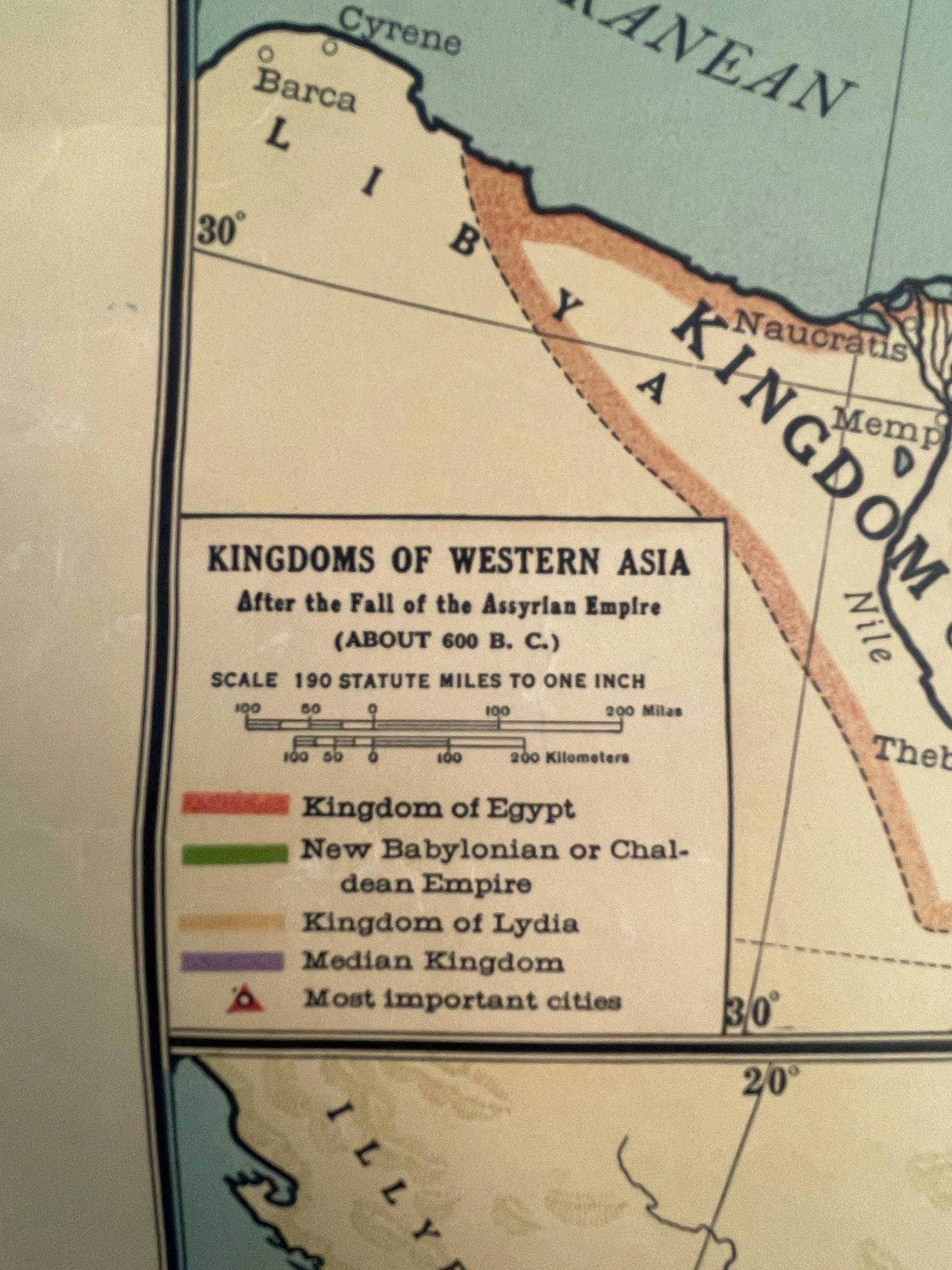 American Antique Rand McNally & Company Schoolmap. Ancient Oriental Empires. Historical For Sale