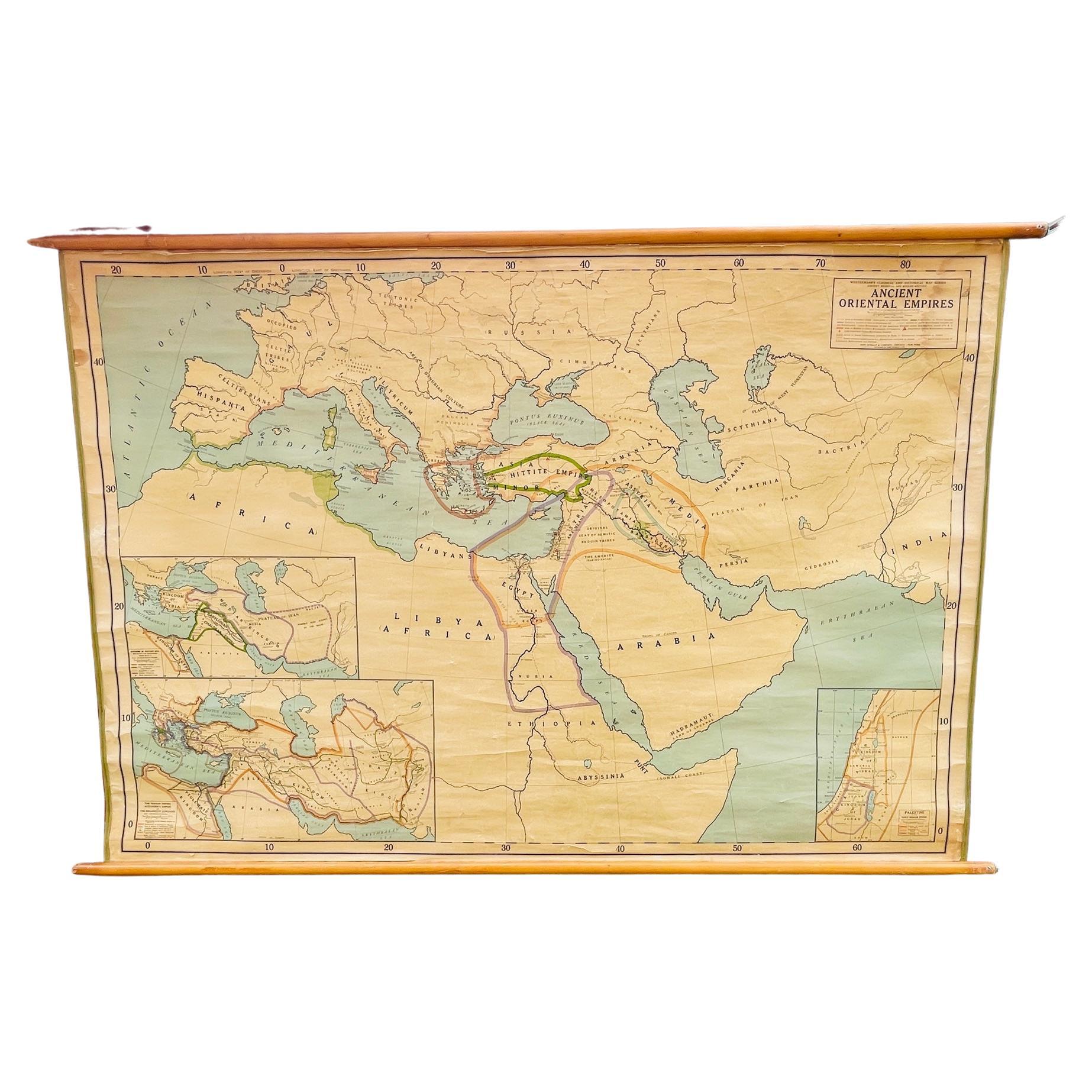 Antique Rand McNally & Company Schoolmap. Ancient Oriental Empires. Historical