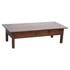 Antique Random Board Rustic Farm Coffee Table, Circa 1800's