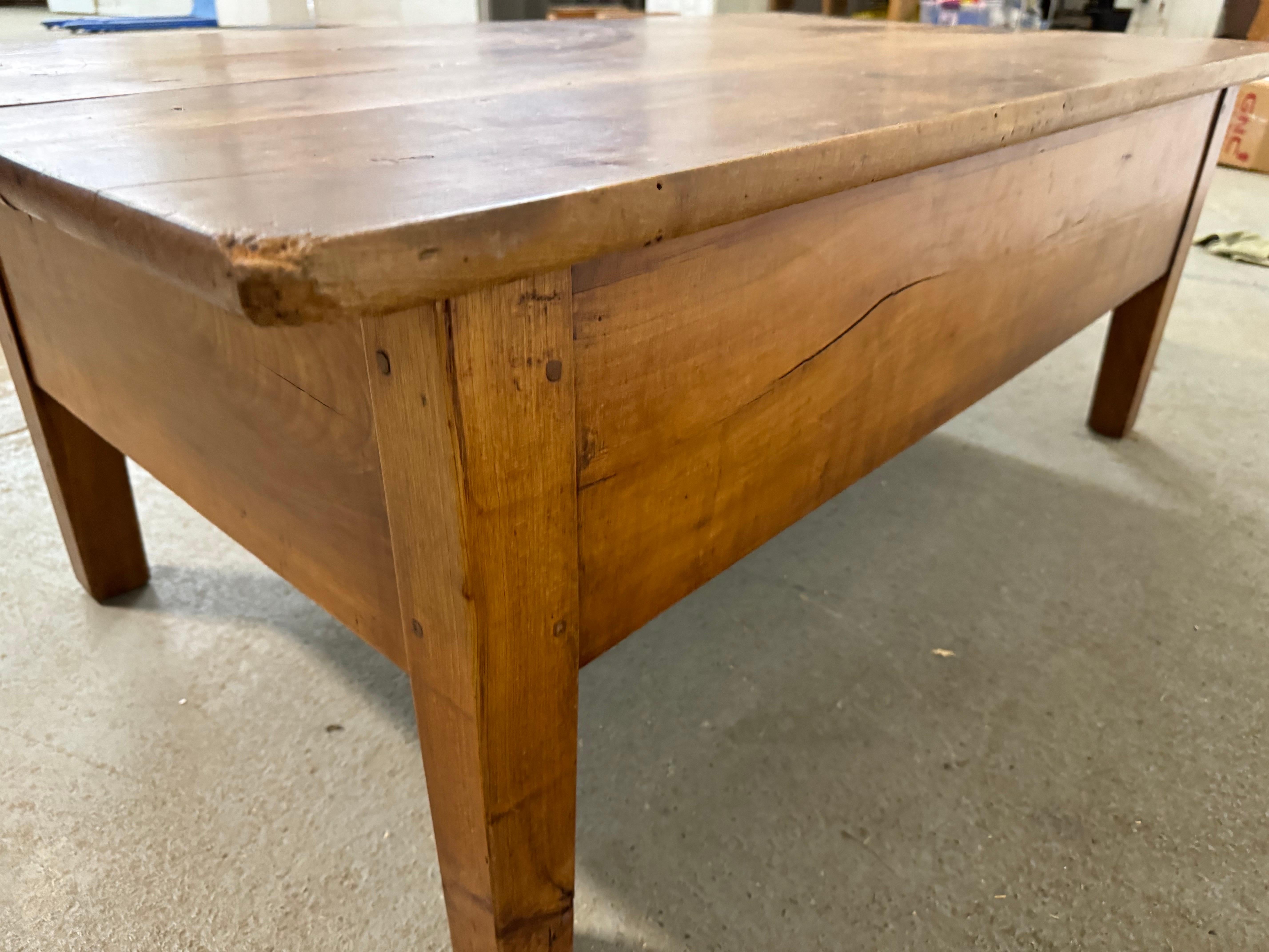 Antique Random Board Rustic Farm Coffee Table, Circa 1900's 7