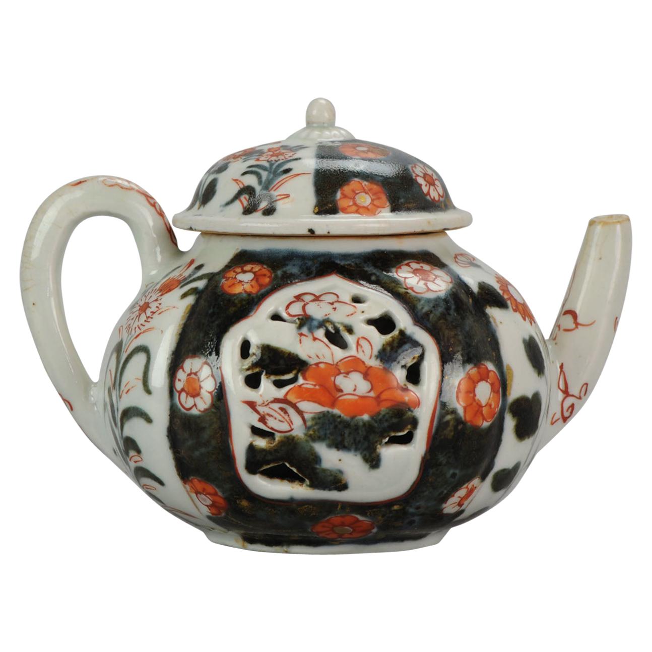 Antique Rare 1670-1690 Japanese Imari Porcelain Teapot Arita Edo Japan