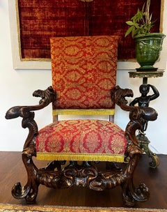 Antique Rare 17th Century Magnificent Venetian Throne Armchair