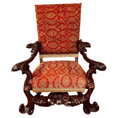 Antique Rare 17th Century Magnificent Venetian Throne Armchair