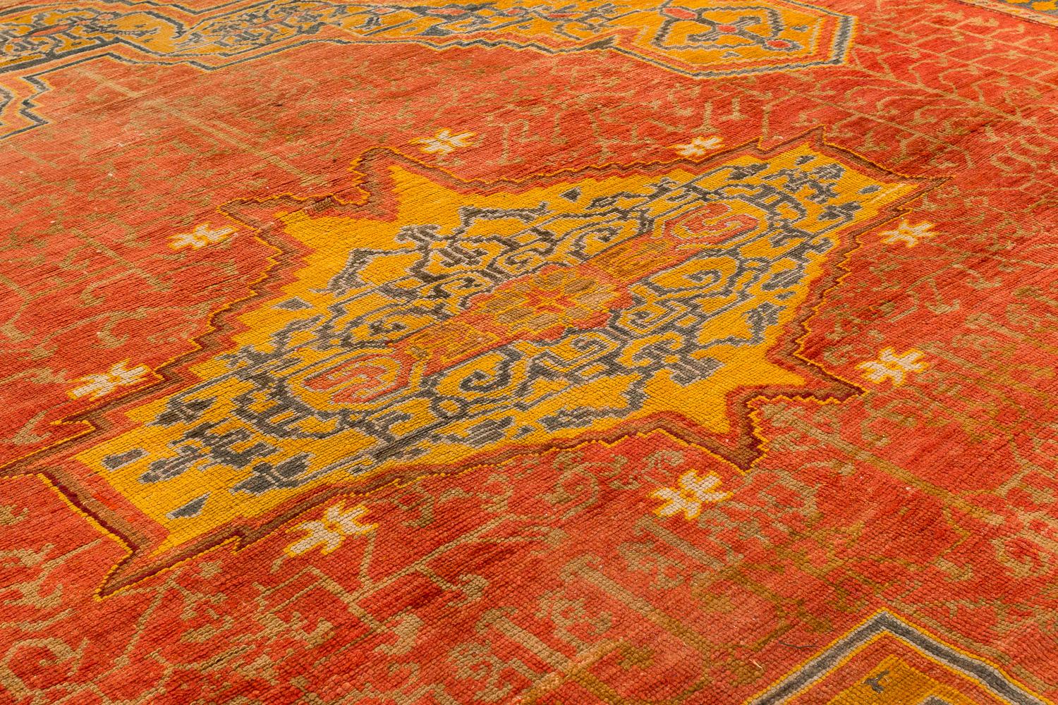 Antique Rare 19th Century Smokey Cinnamon Turkish Oushak Area Rug For Sale 5