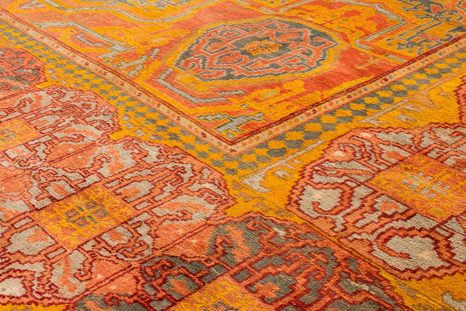 Antique Rare 19th Century Smokey Cinnamon Turkish Oushak Area Rug For Sale 7
