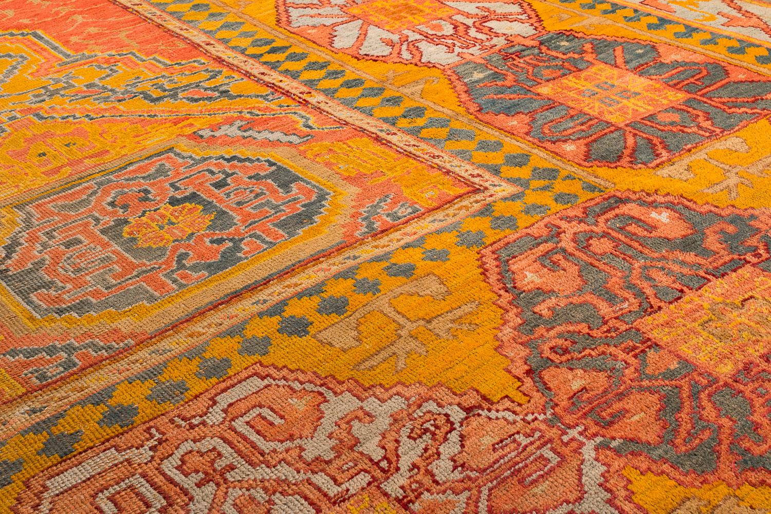 Antique Rare 19th Century Smokey Cinnamon Turkish Oushak Area Rug In Good Condition For Sale In New York, NY