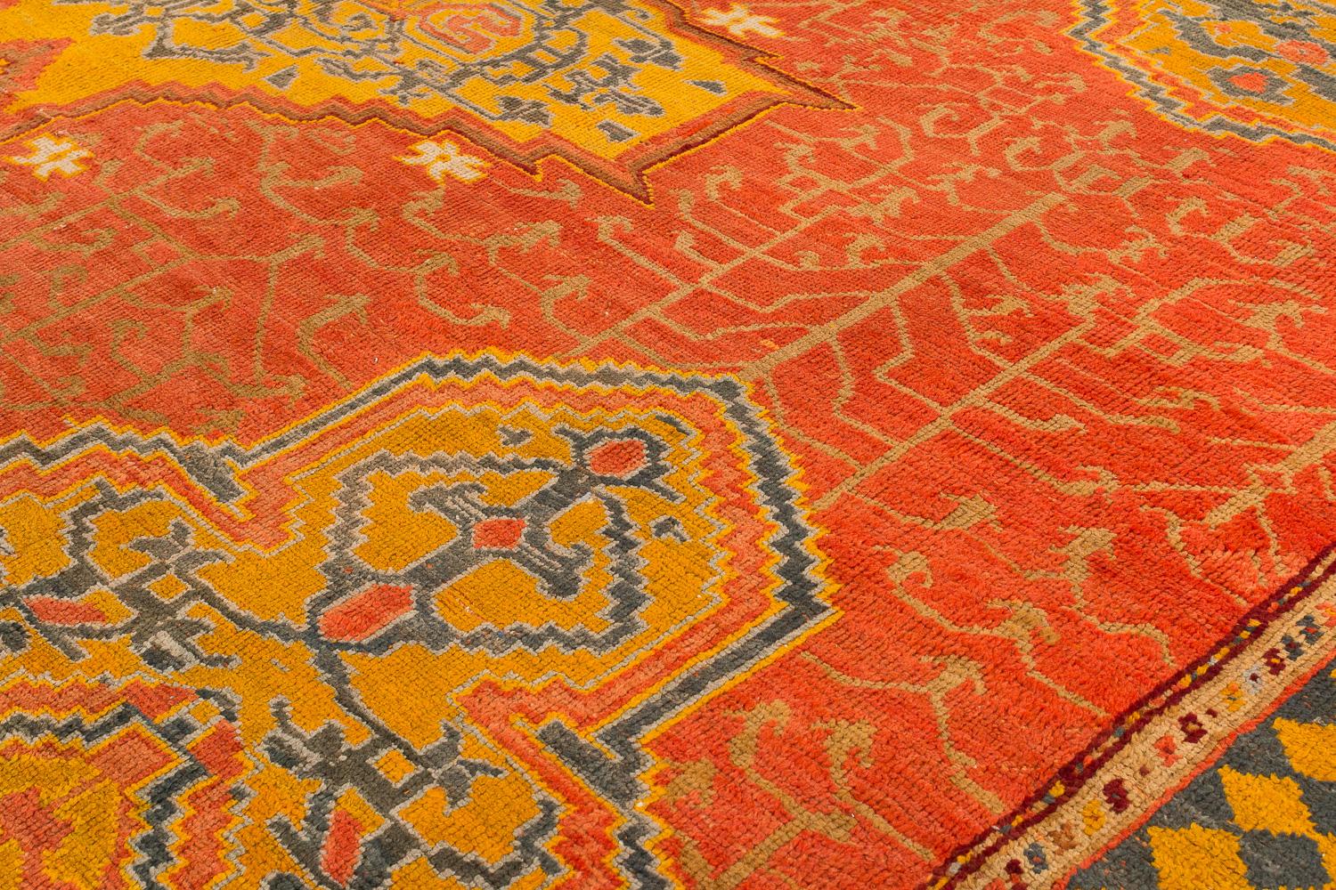 Wool Antique Rare 19th Century Smokey Cinnamon Turkish Oushak Area Rug For Sale
