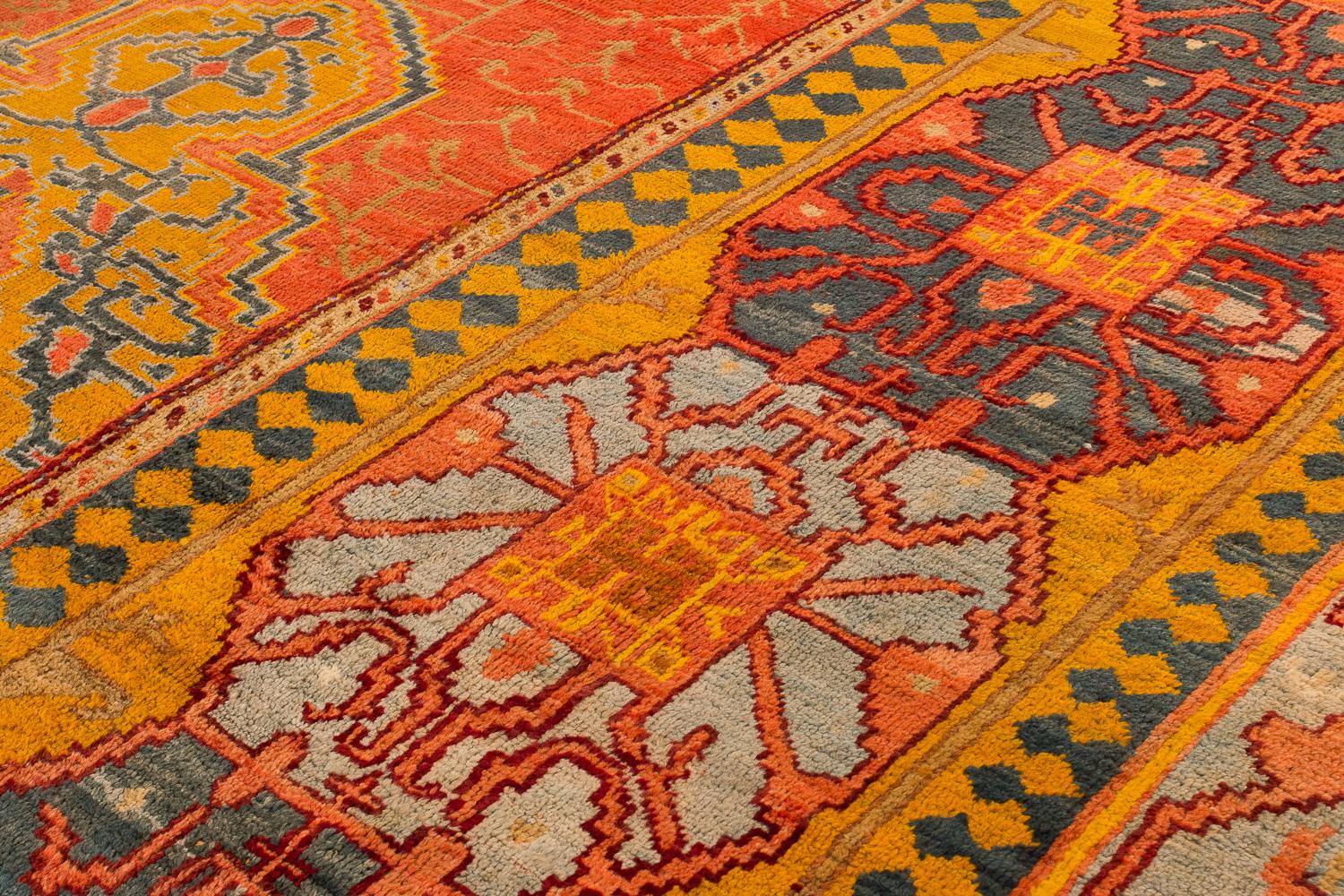 Antique Rare 19th Century Smokey Cinnamon Turkish Oushak Area Rug For Sale 1