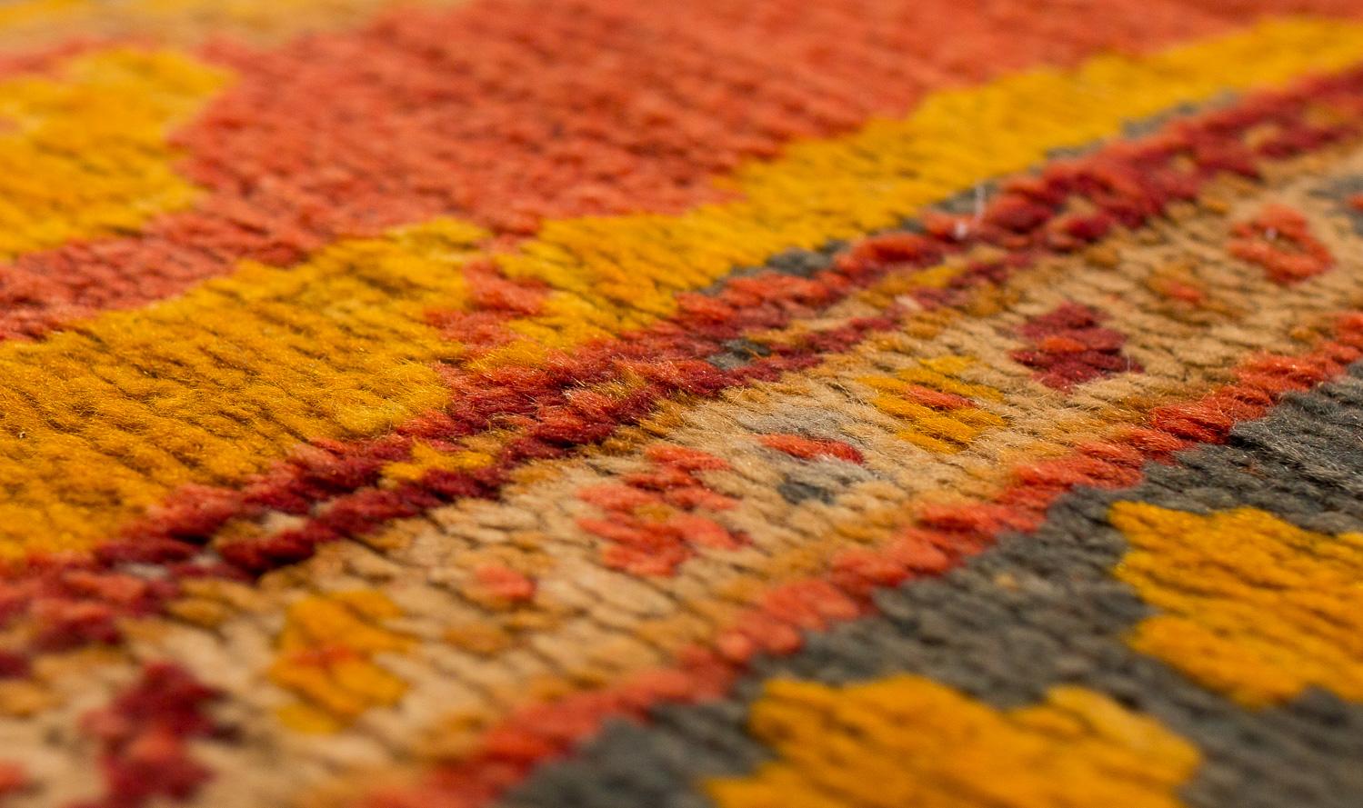 Antique Rare 19th Century Smokey Cinnamon Turkish Oushak Area Rug For Sale 4