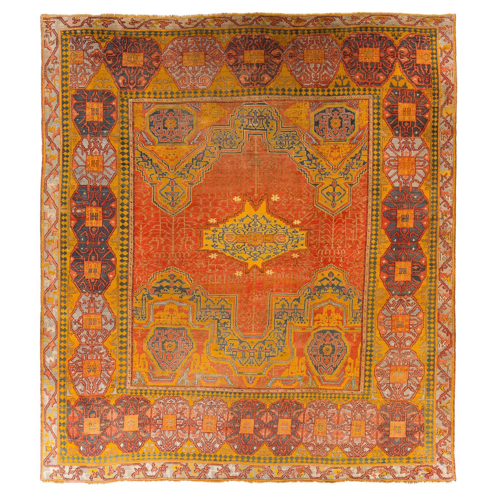 Antique Rare 19th Century Smokey Cinnamon Turkish Oushak Area Rug