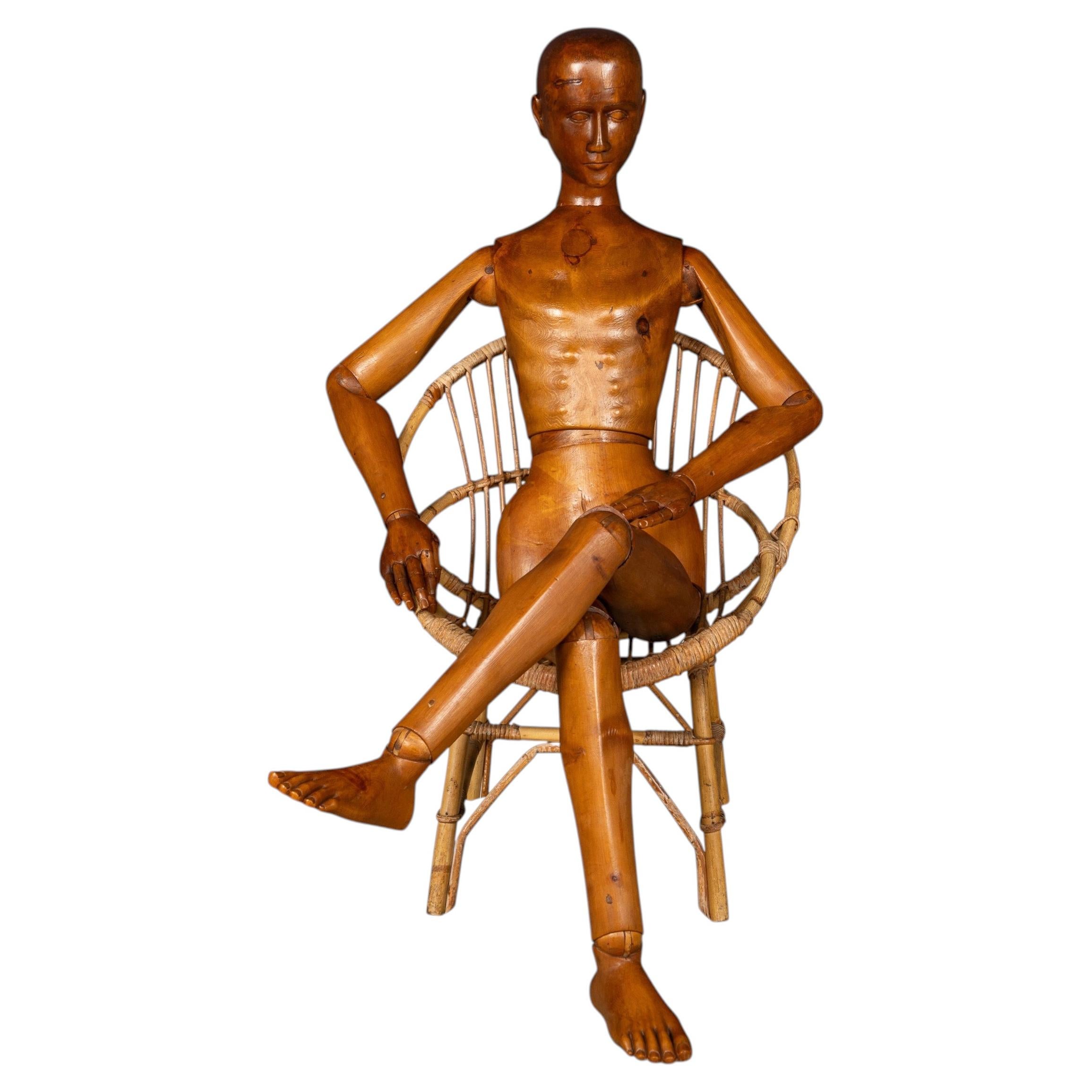 Antique Rare 20thC Continental Life Size Wooden Artist's Lay Figure c.1910