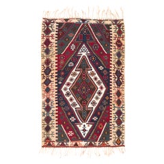 Antique et rare tapis Kilim d'Anatolie tissé à la main en teinture naturelle