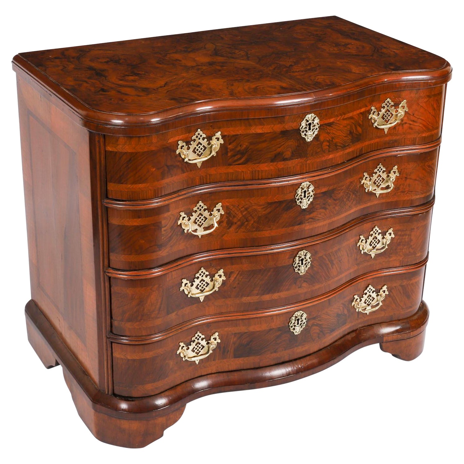 Antique Rare Bavarian Burr Walnut Chest Commode c.1760 18th Century For Sale