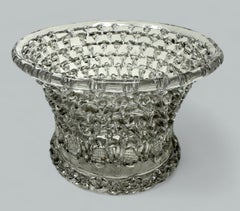 Antique Rare Belgian Liege Traforata Glass Basket Vase Centerpiece 18th Century