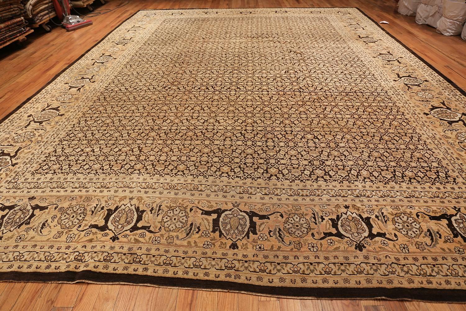 Rare Brown Background Persian Tabriz Rug. Size: 13 ft x 17 ft 4 in For Sale 3