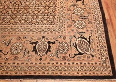 Rare Brown Background Persian Tabriz Rug. Size: 13 ft x 17 ft 4 in