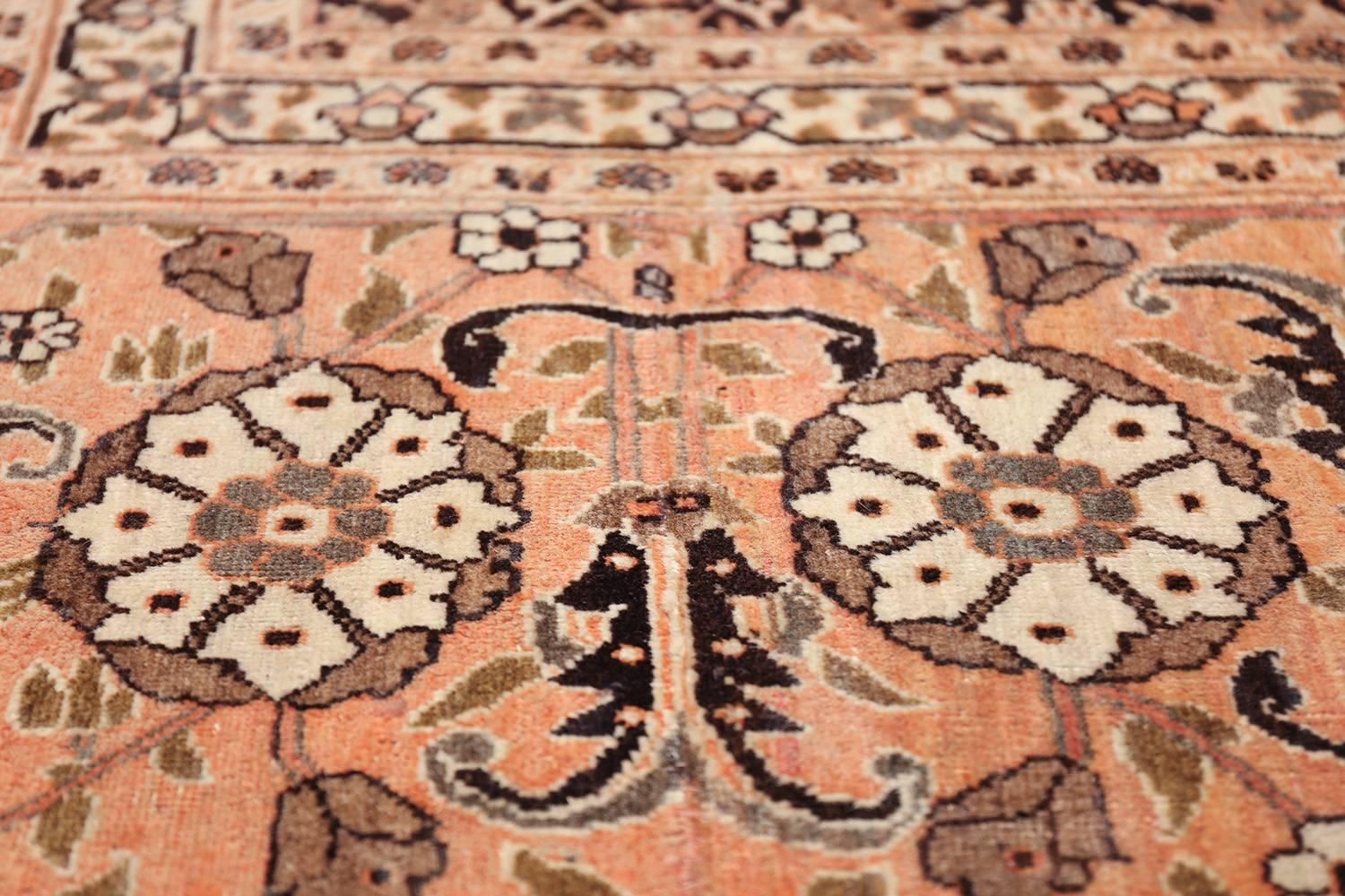 20th Century Rare Brown Background Persian Tabriz Rug. Size: 13 ft x 17 ft 4 in For Sale