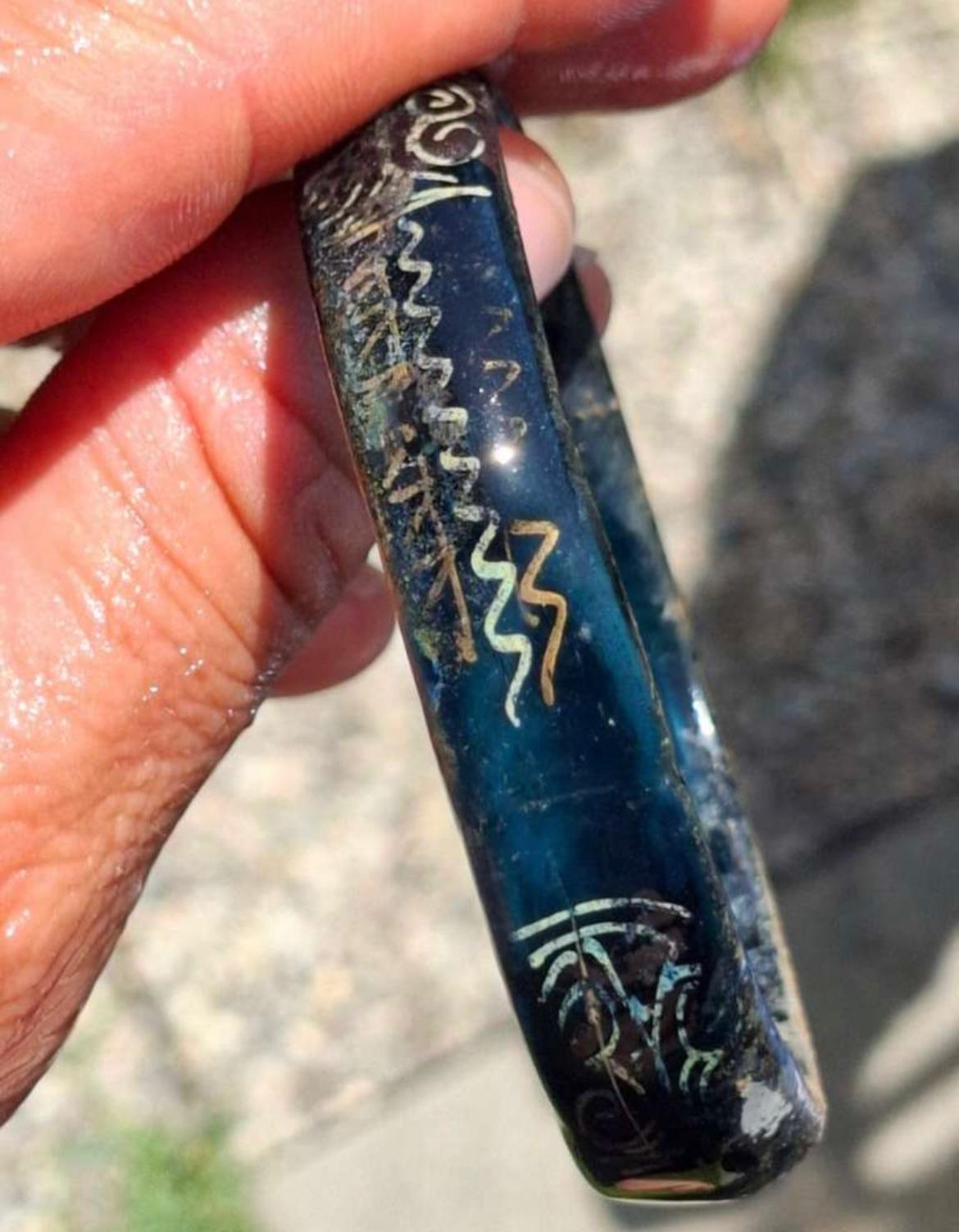 Antiguo Brazalete Raro de Vidrio Bizantino con Mancha de Plata Ca 1100-1200 CE Italiano en venta