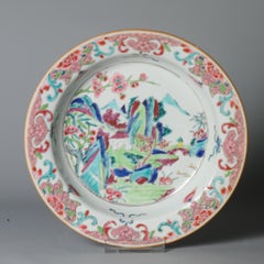 Antique Rare Chinese 18C Famille Rose Landscape Plate Yongzheng/Qianlong China