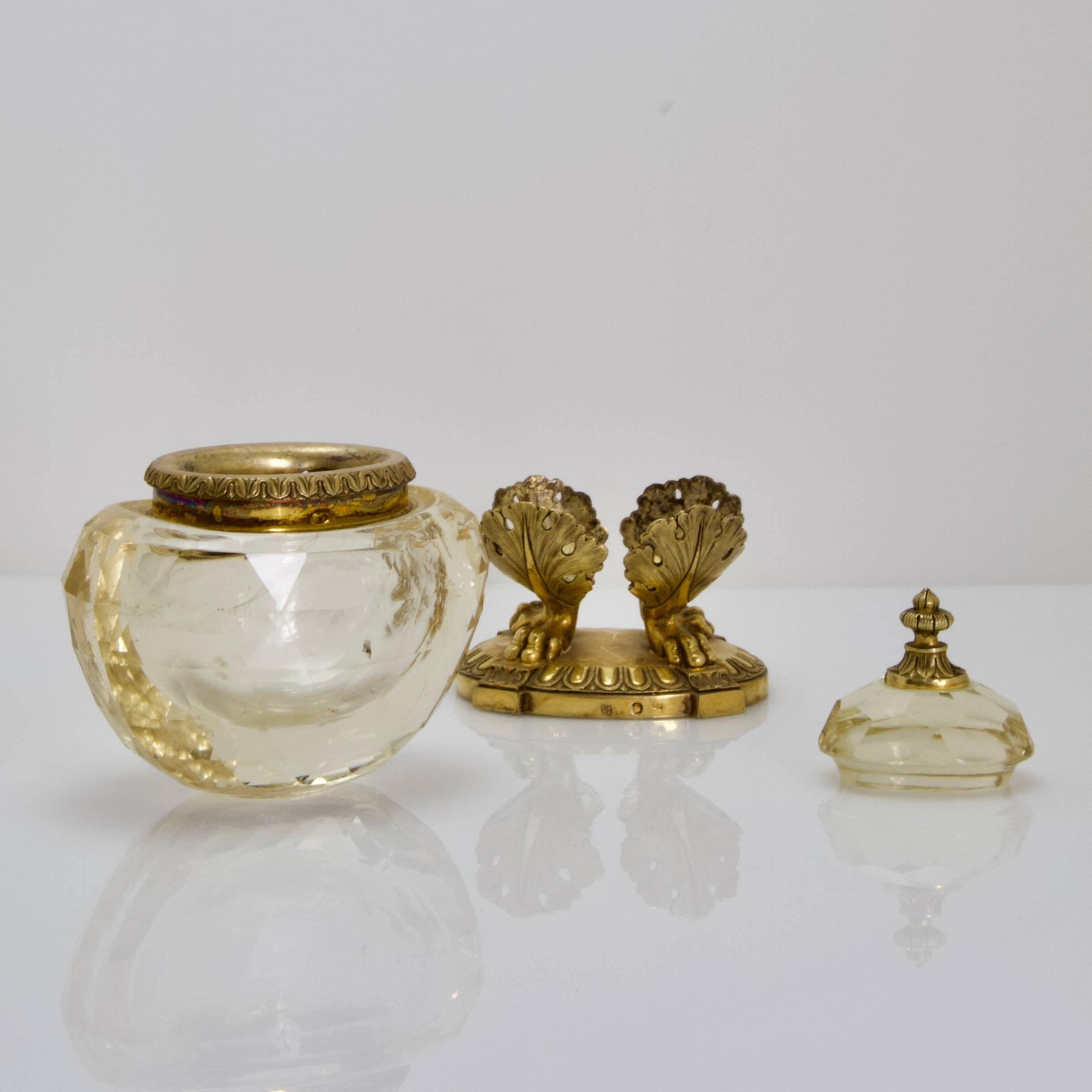 French Antique Rare Citrine and Vermeil Perfume Bottle Made in Paris, circa 1810 For Sale