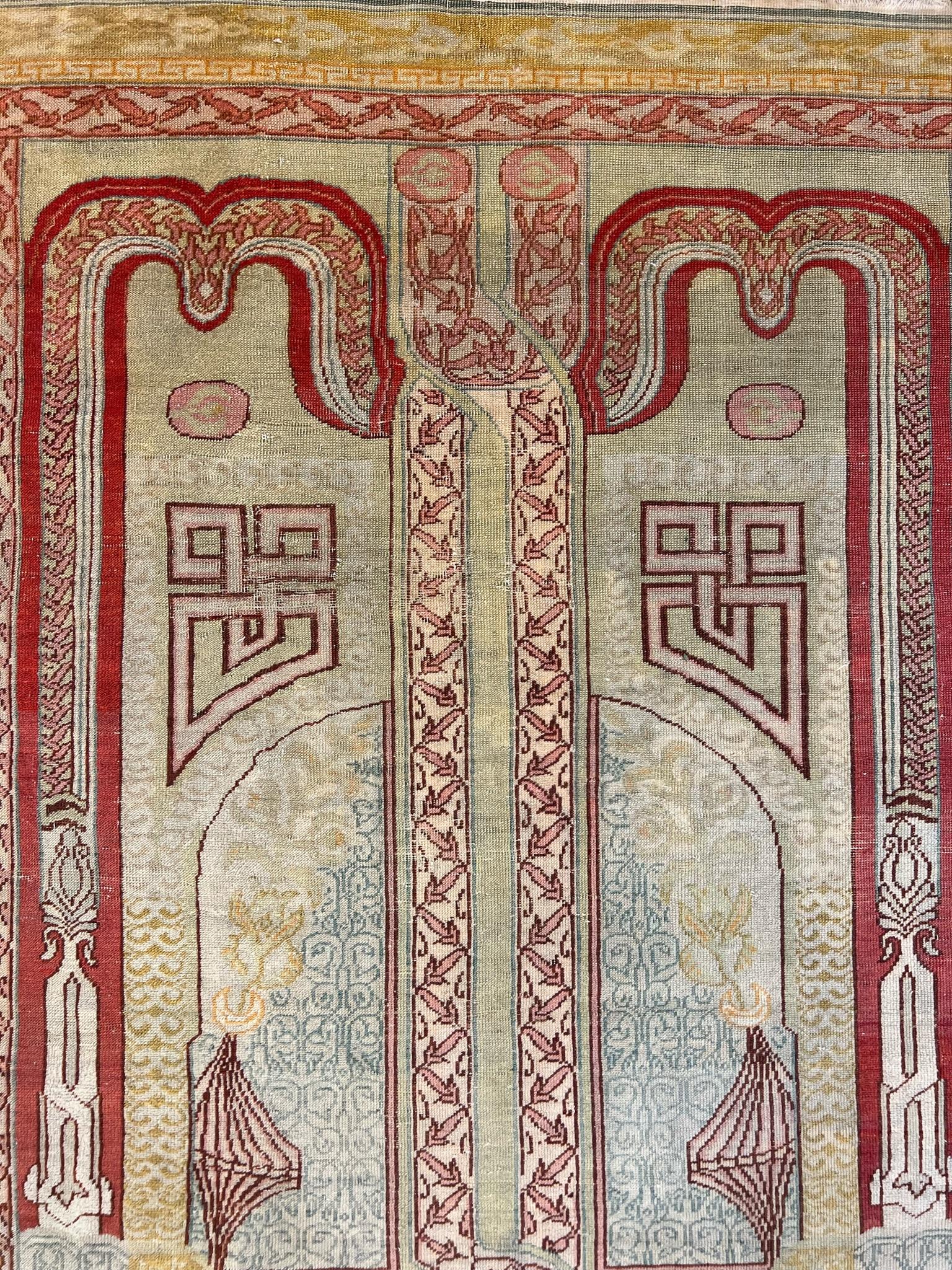 Folk Art Antique Rare Decorative Turkish Ottoman Rug For Sale