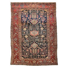 Antico Tappeto persiano Heriz dal design raro e dalla tavolozza di colori 1 su 1, anni '20 circa