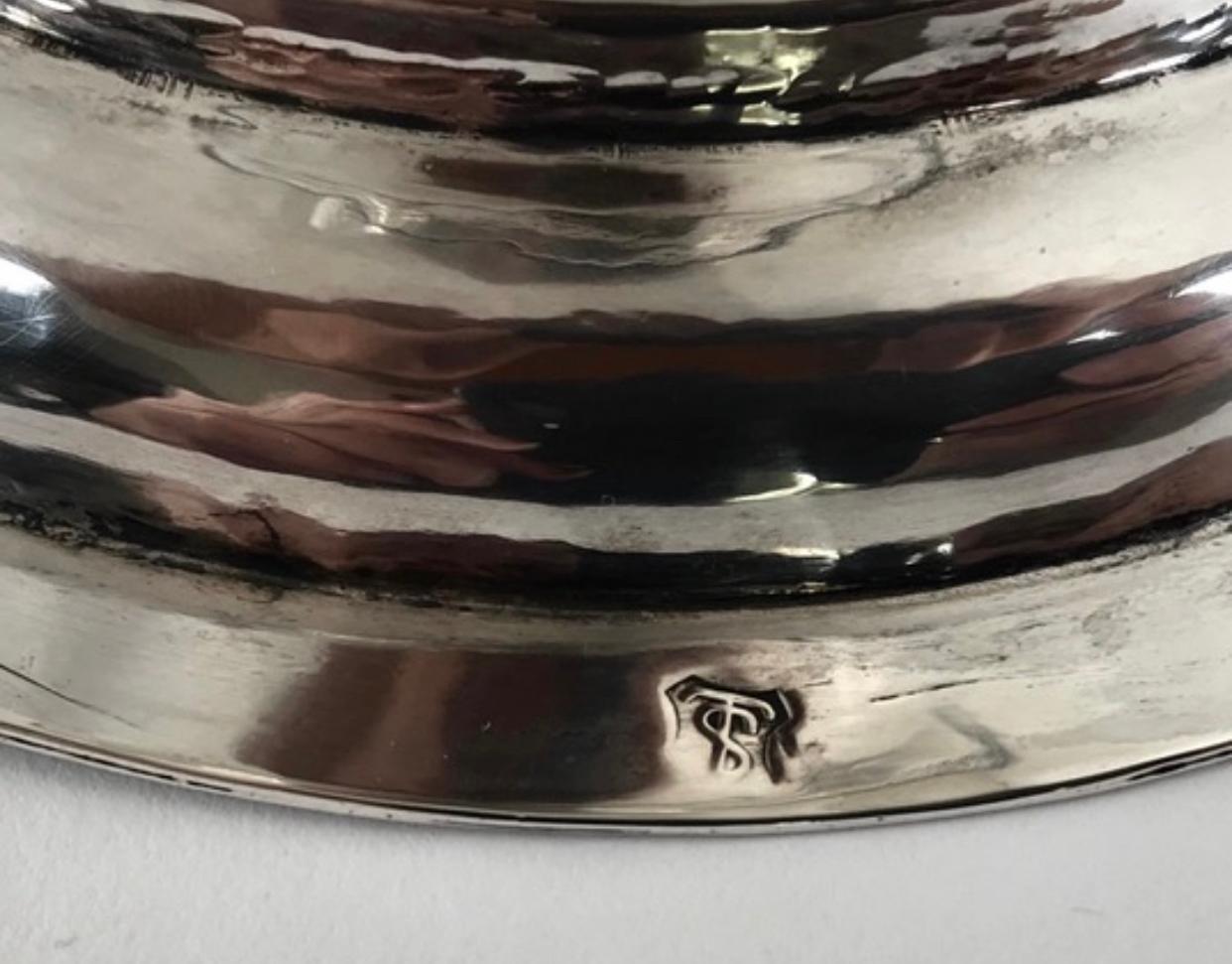 Martelé Tazza Porto portugais ancien rare Salver 40 cm en argent massif et argent sterling en vente