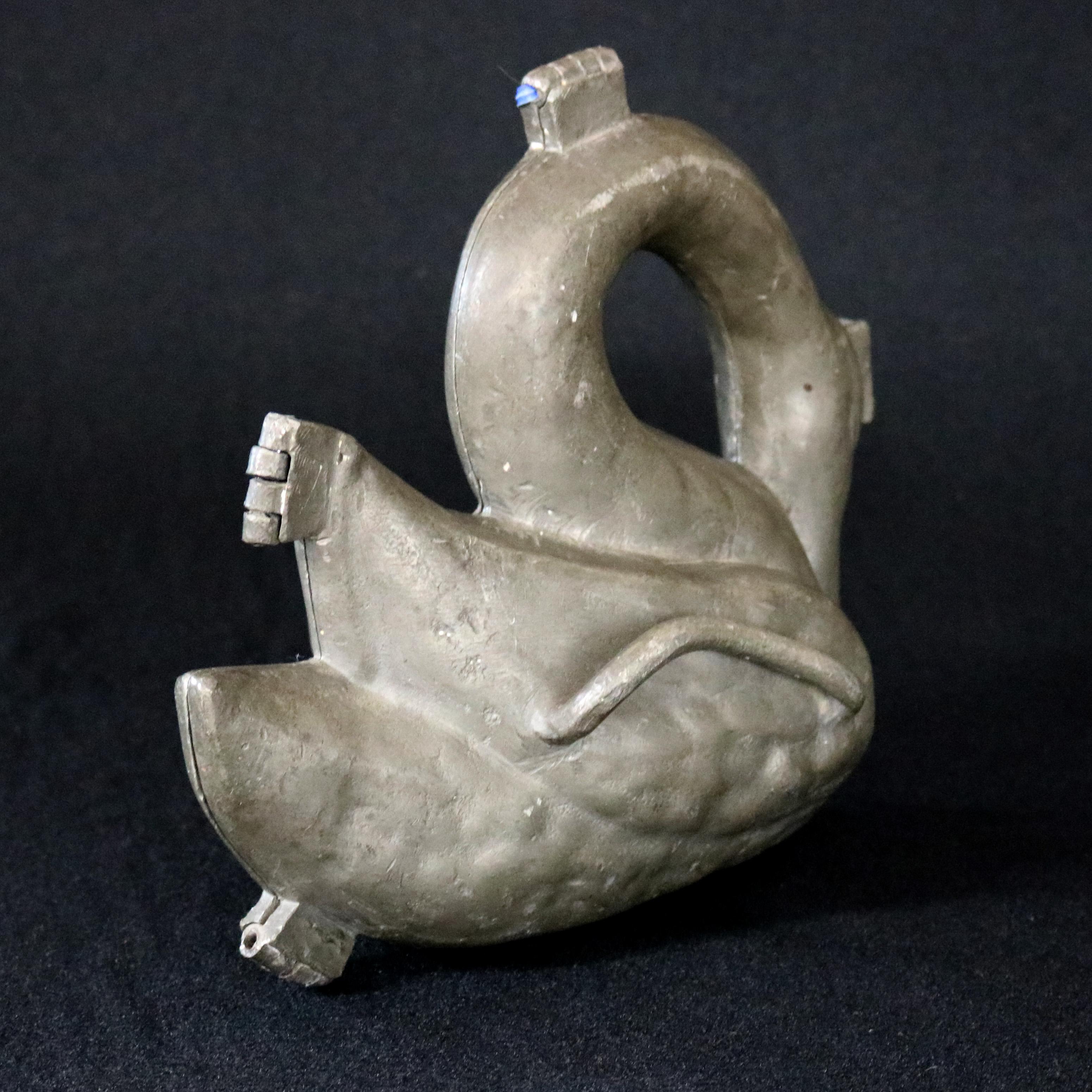 American Antique & Rare Figural Lead 3-D Swan Sculptural Ice Cream Mold, 19th Century