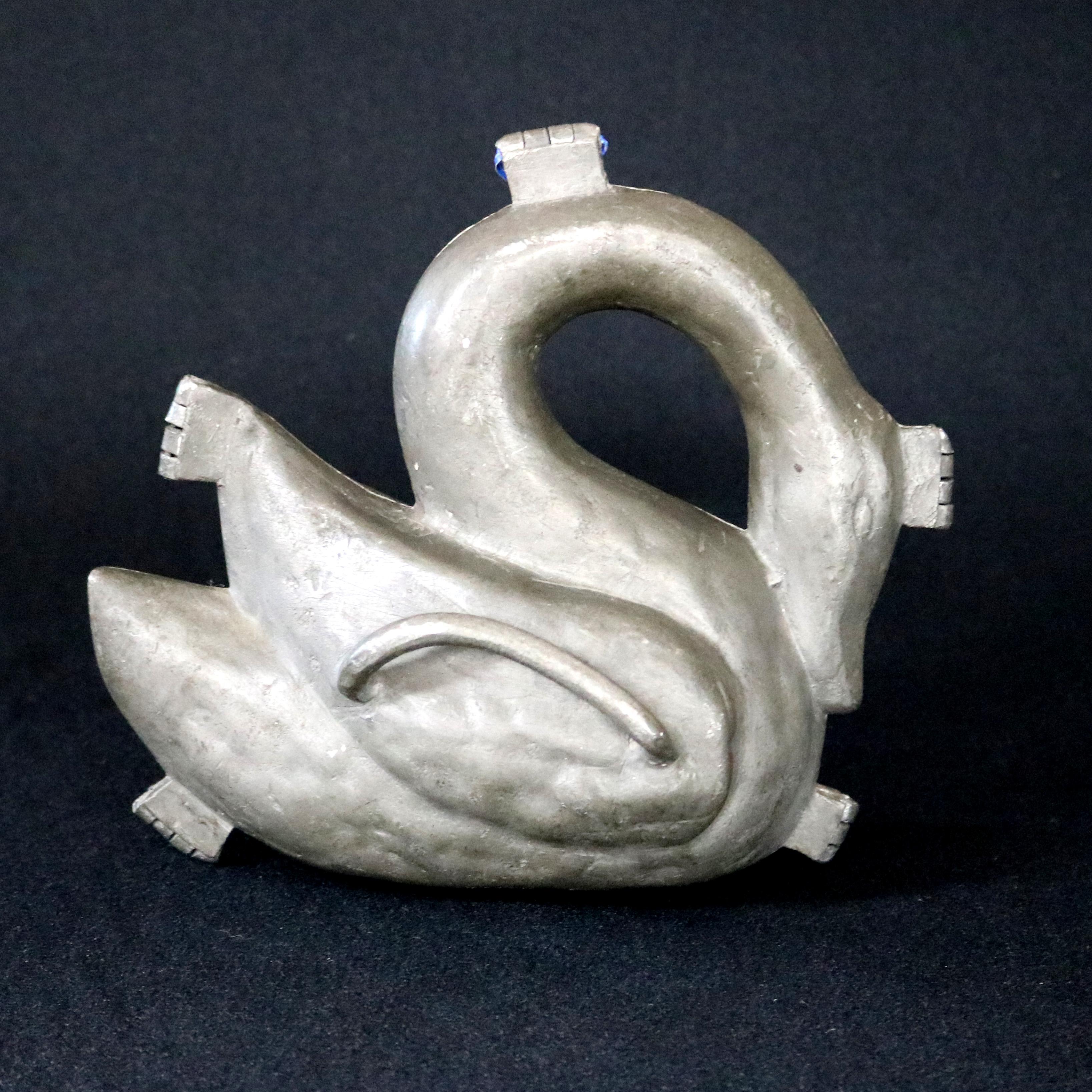 Antique & Rare Figural Lead 3-D Swan Sculptural Ice Cream Mold, 19th Century In Good Condition In Big Flats, NY
