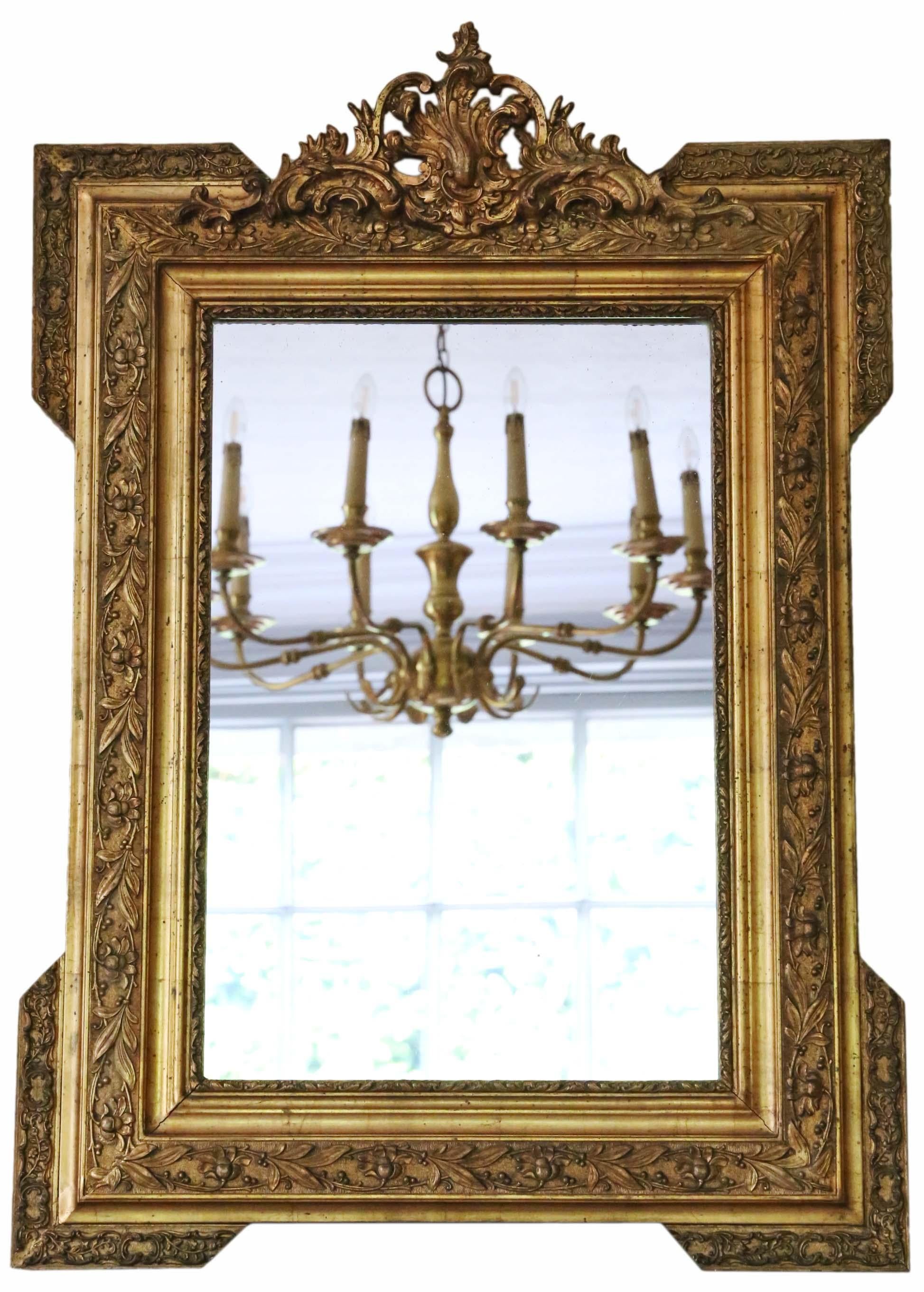 Antique Rare Fine Quality Gilt Overmantle or Wall Mirror, circa 1900 For Sale 2