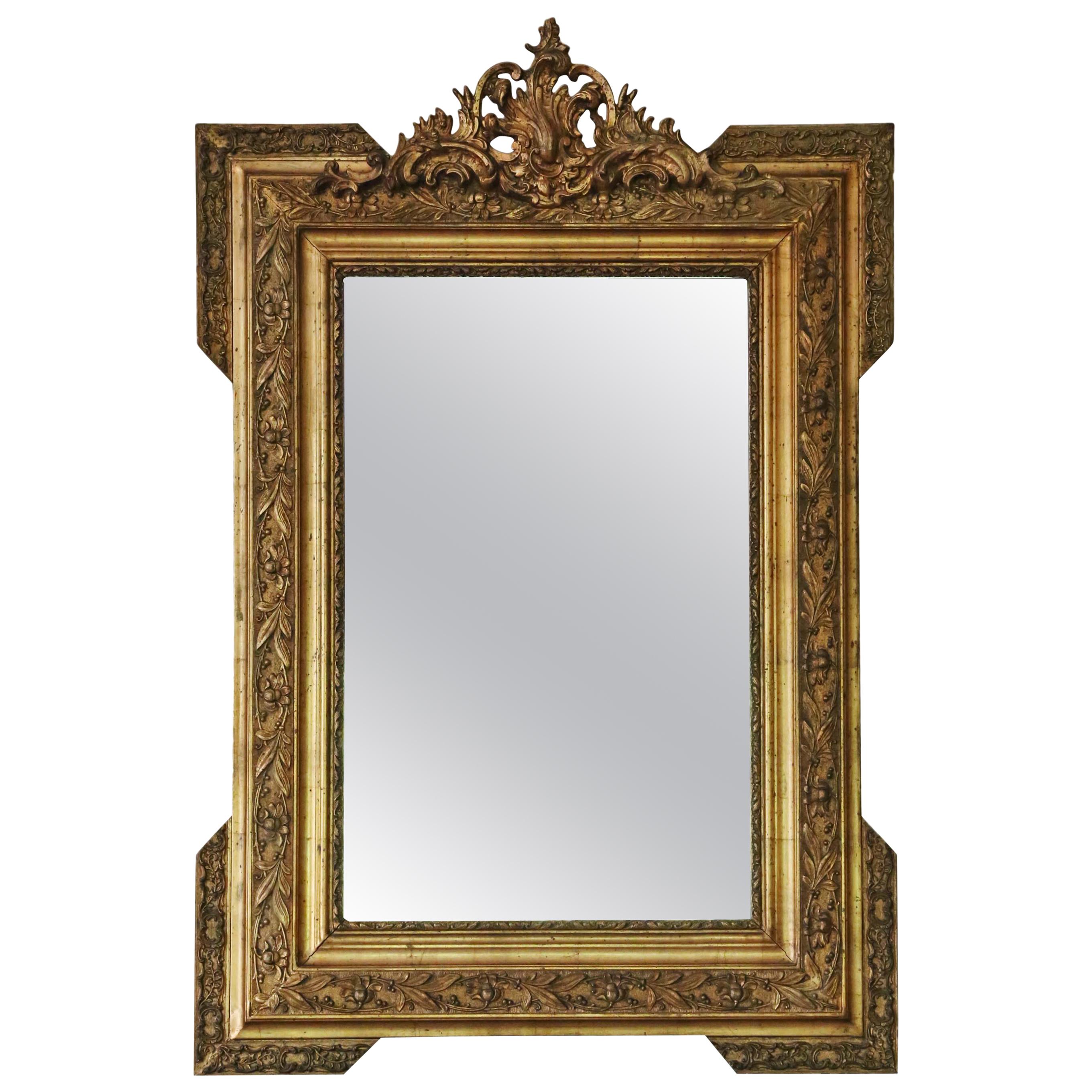 Antique Rare Fine Quality Gilt Overmantle or Wall Mirror, circa 1900 For Sale