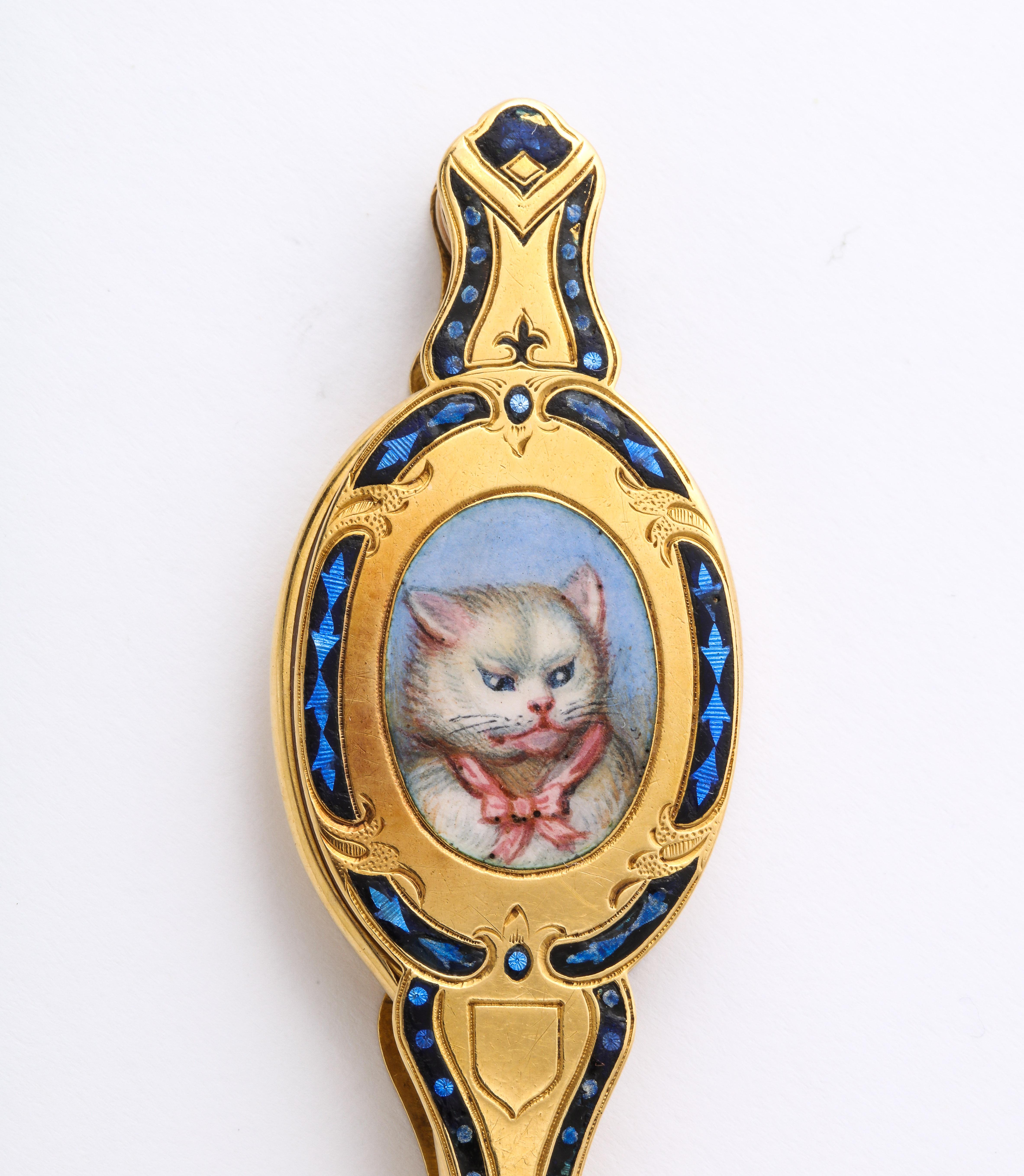 Women's Antique Rare French 18 Karat Victorian Cat Lorgnette