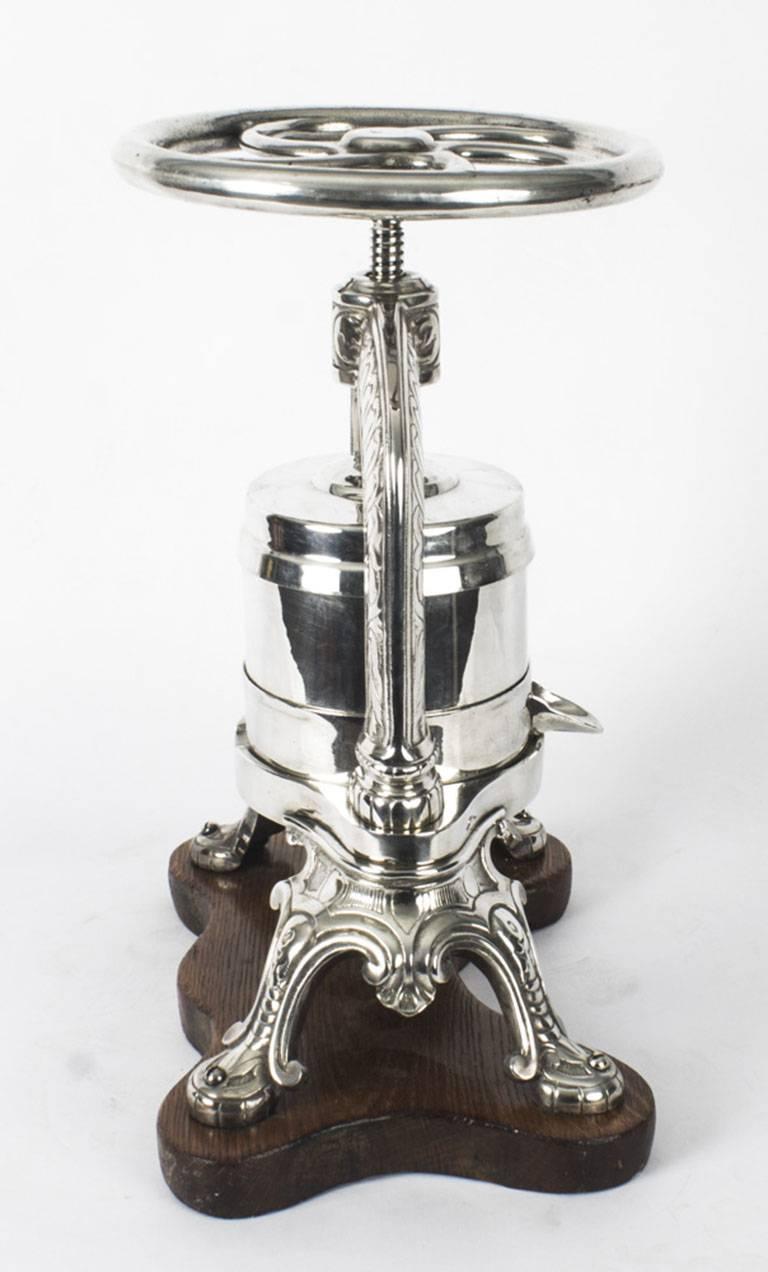 Antique Rare French Silver Plated Duck Press, 19th Century 2