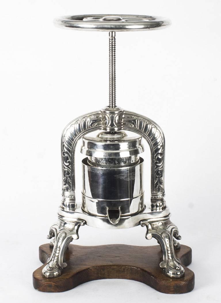 Antique Rare French Silver Plated Duck Press, 19th Century 5