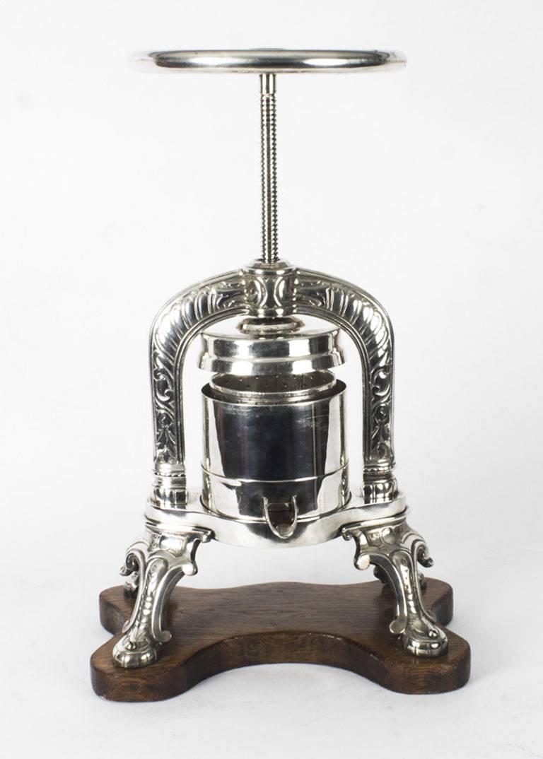 Antique Rare French Silver Plated Duck Press, 19th Century at 1stDibs