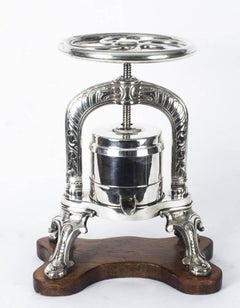 Antique Rare French Silver Plated Duck Press, 19th Century