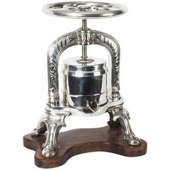 Used Rare French Silver Plated Duck Press, 19th Century
