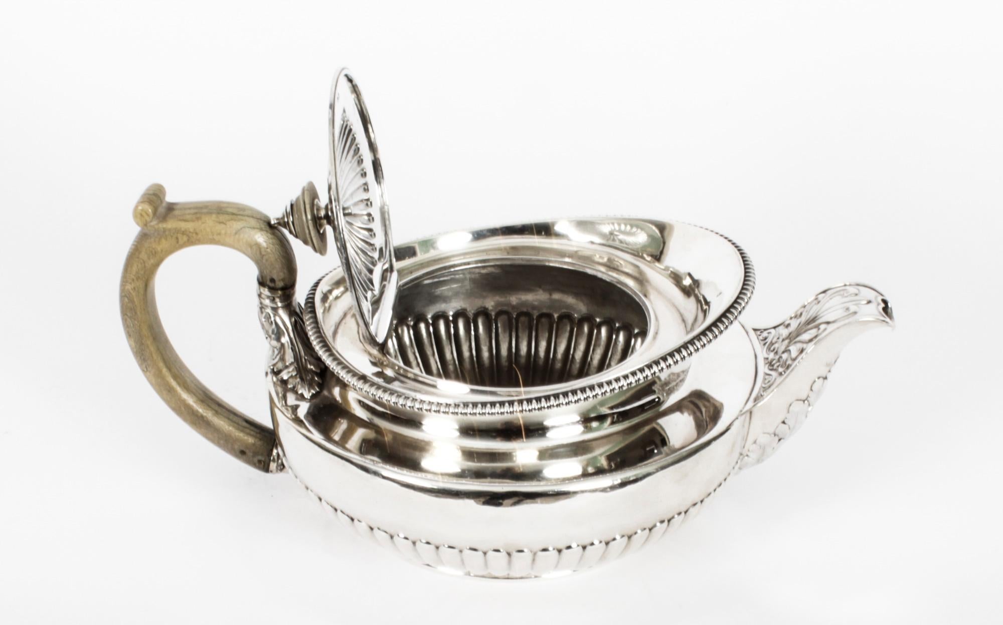 English Antique Rare Georgian Sterling Silver Teapot by Paul Storr 1817, 19th Century For Sale