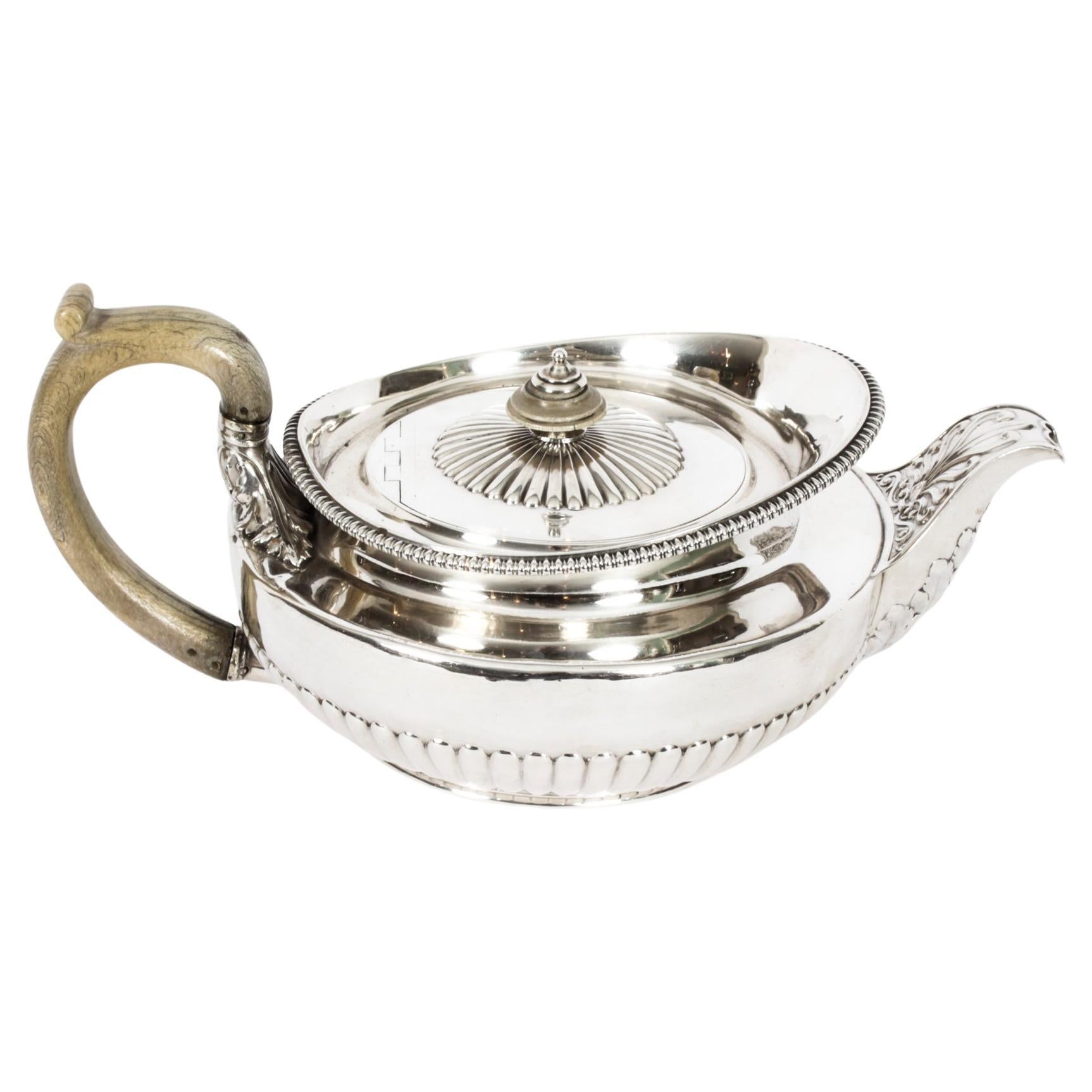 Antique Rare Georgian Sterling Silver Teapot by Paul Storr 1817, 19th Century For Sale