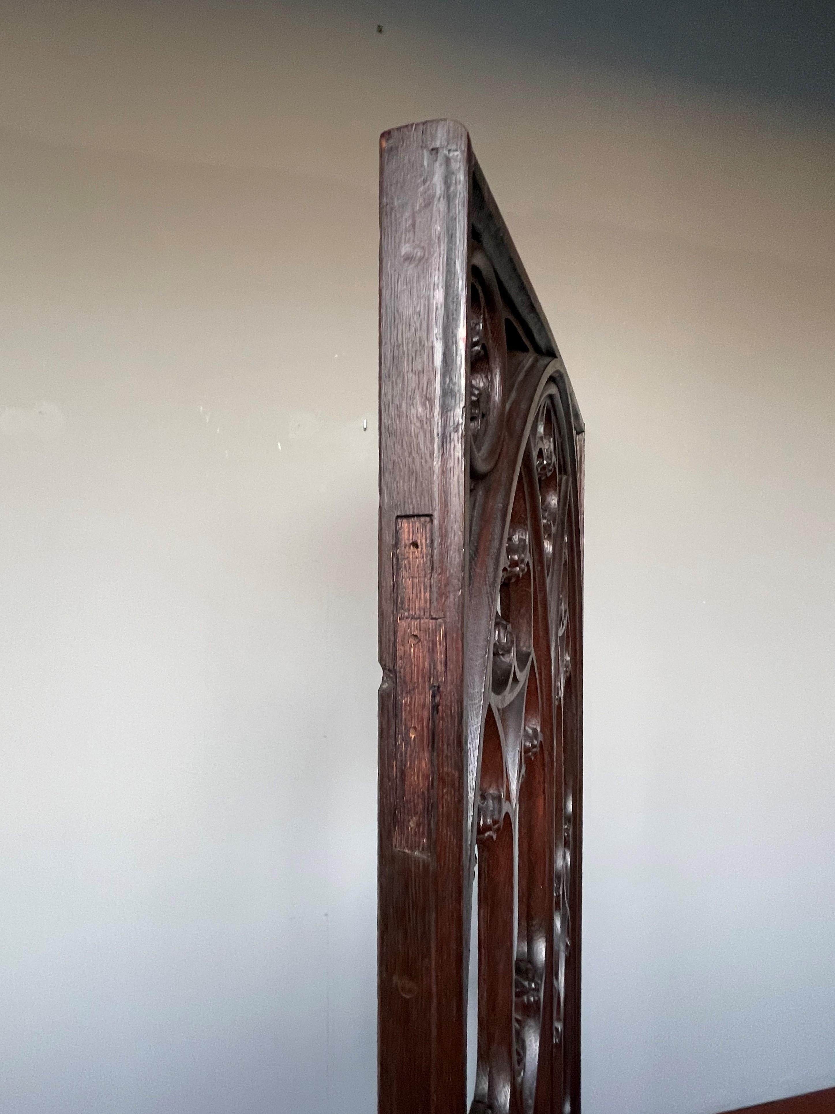 Antique & Rare Hand Carved Oak Gothic Revival Church or Monastery Window Frame 7