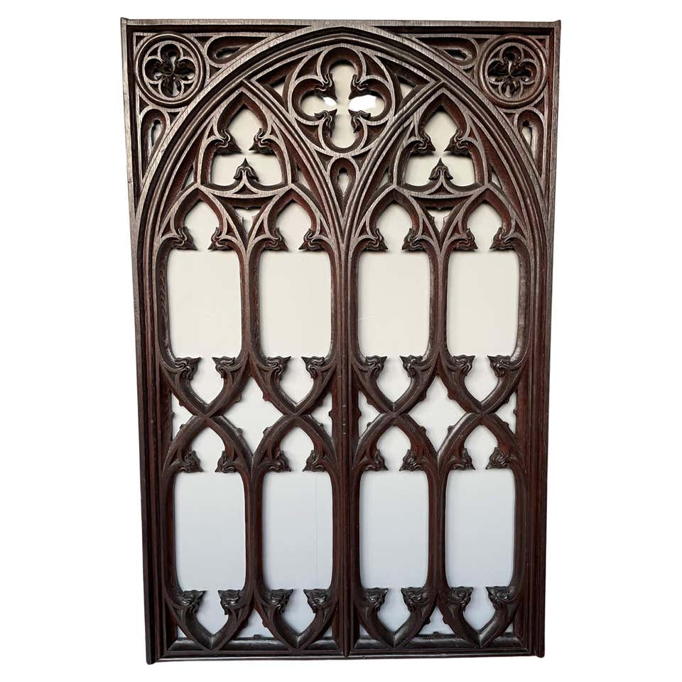 Antique and Rare Hand Carved Oak Gothic Revival Church or Monastery ...
