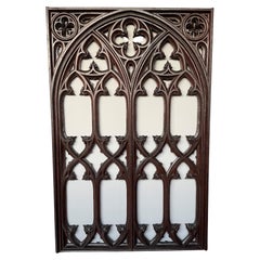 Antique & Rare Hand Carved Oak Gothic Revival Church or Monastery Window Frame