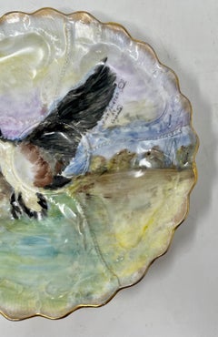 Antique Rare Hand-Painted German Oyster Plate, Signed "Weimar Co.", circa 1900