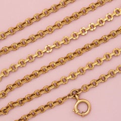 Antique Rare hollow long guard chain - early Victorian necklace - solid gold