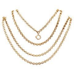 Antica Rara catena di guardia lunga cava - collana dell'inizio dell'epoca vittoriana - oro massiccio